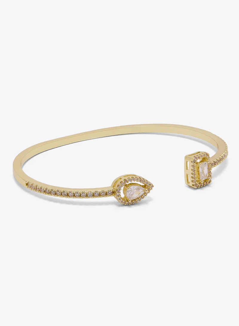 Gold Diamonte Rhinestone Embellished Cuff Bracelet